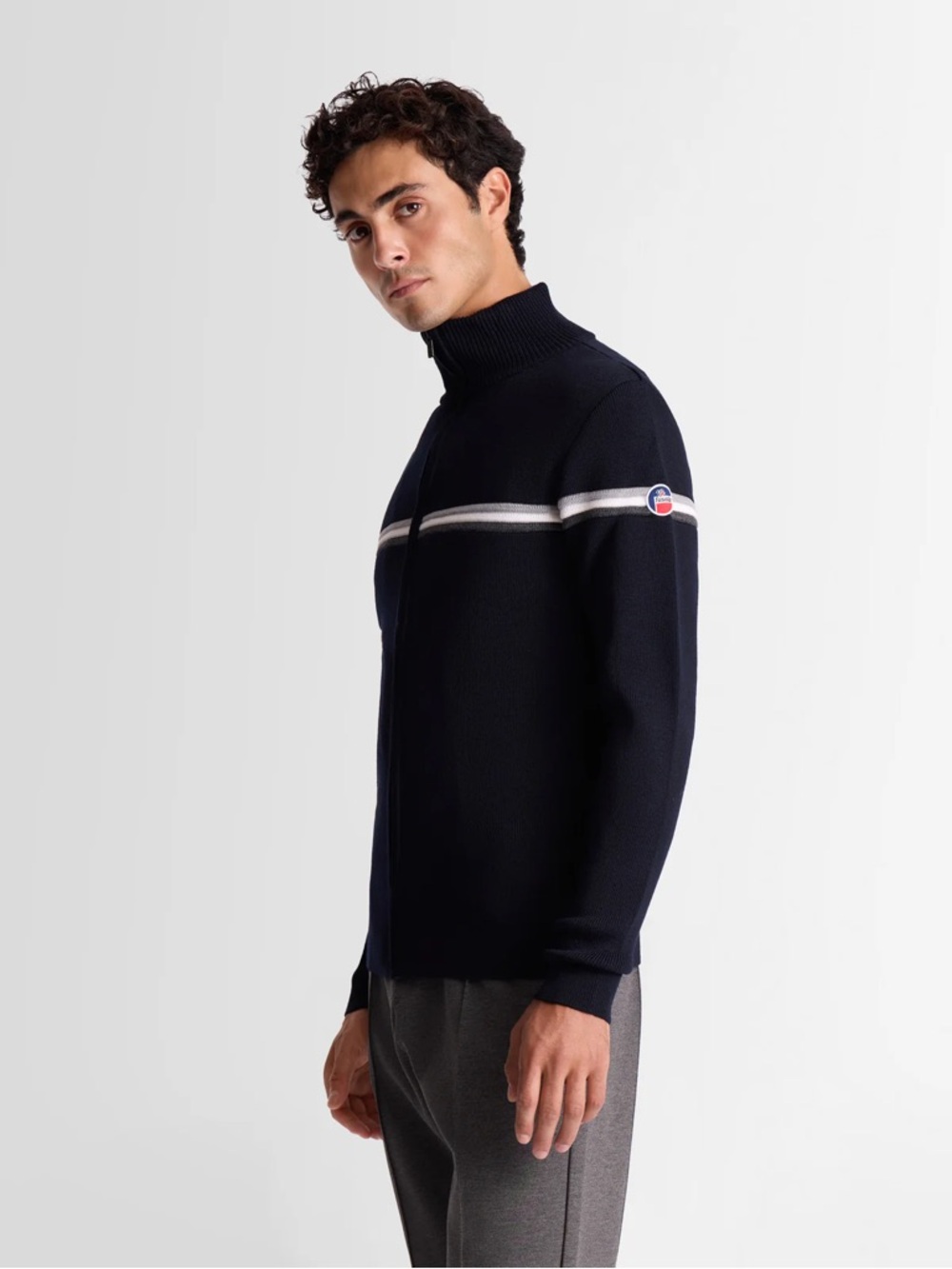 Fusalp Wengen Fiz Sweater Dark Blue Merino Wool $730 Retail Size Large